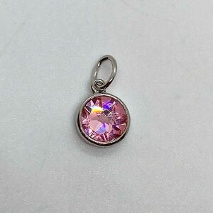 Origami Owl 925 Sterling & Pink Swarovski Crystal ‘ Hope ‘ Pendant Charm | 14mm